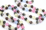 Vintage opera length 1940s glass bead necklace pastel colours