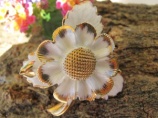 Antique Cara China Staffordshire shabby flower brooch