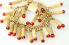 1950s french golden tube wired cherry red glass tassle necklace