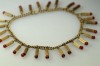 1950s french golden tube wired cherry red glass tassle necklace