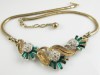 1950s Alfred Phillipe Crown Trifari emerald green baguette vintage necklace