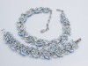 Lisner 1960s blue thermoset rhinestone necklace bracelet set