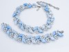 Lisner 1960s blue thermoset rhinestone necklace bracelet set