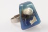 1960s original shell coral blue lucite adjustable ring