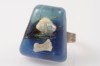 1960s original shell coral blue lucite adjustable ring