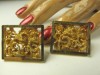 1960s original large golden framed abstract cufflinks