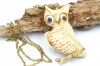 1970s large lucite wobbly eyes owl necklace signed Luke Razza
