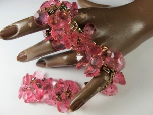 1950s pink margarita rivoli cha cha cha bracelet earrings