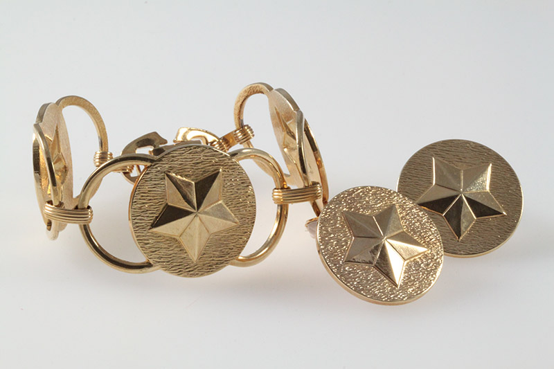1970s vintage book chain golden star bracelet earring set Sarah Coventry Bejewelled Vintage