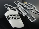 Vintage long pendant necklace modernist 1960s white enamel