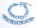 Lisner 1960s blue thermoset rhinestone necklace bracelet set