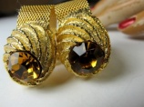 1960s original vintage chunky golden mesh wrap around cufflinks