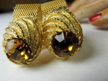 1960s original vintage chunky golden mesh wrap around cufflinks