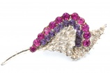 1960s hot pink purple rhinestone original Coro brooch