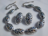 Signed Judy Lee vintage rhinestone necklace and earring set
